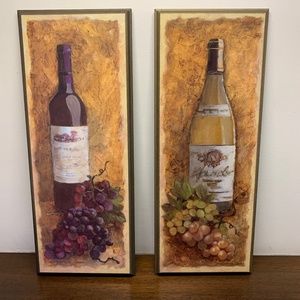 Pair of Winterle Olson Wine  Bottle and Grapes Plaque Bar Decor
